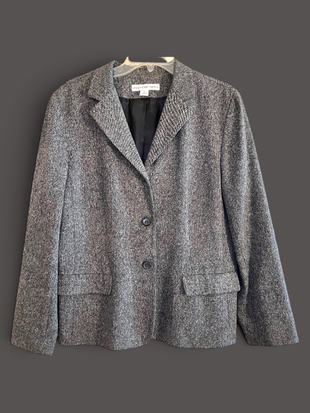 Josephine Chaus Vintage Silk Wool Three-Button Tweed Jacket Size 14